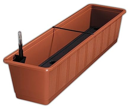Erhard-Trading Blumenkasten Aqua Green Plus Balkonkasten mit Wasserspeicher (Größe 1 (60 cm), Terracotta)