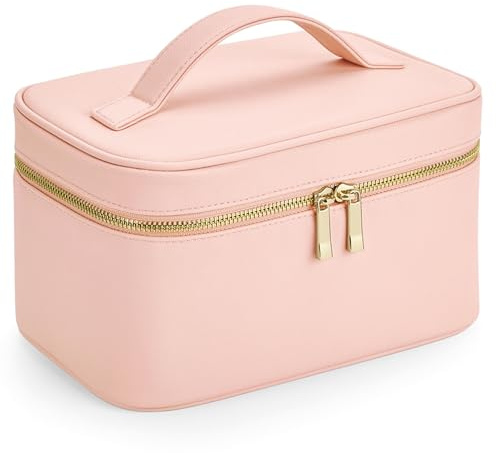 Boutique Beauty Case - Beauty case per cosmetici, necessaire, borsa da toilette, in ecopelle saffiano, 23 x 15 x 14 cm, con tasche interne e maniglia per il trasporto, moderno
