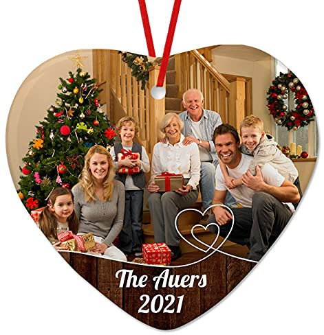 Weihnachtsanhänger Christbaumschmuck Anhänger Keramik Weihnachtsbaumschmuck Weihnachtsdeko Anhänger Personalisiertes Foto-Familien-Weihnachtsornament, Keramik-Herz, Weiß
