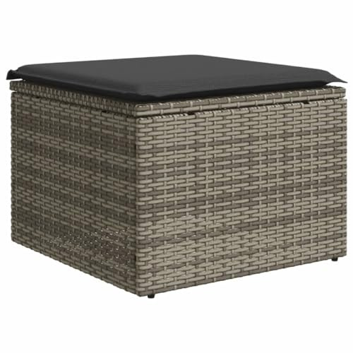 vidaXL Tabouret de Jardin avec Coussin Gris 55x55x37 cm résine tressée