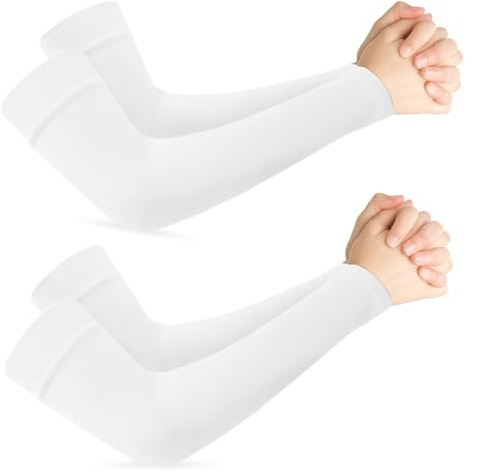 AEYURUID Manguitos Running,Manguitos Voleibol,Mangas Para Brazos Protección Sol,Mangas Para Brazos Hombre,Mangas Para Brazos,Manguitos Ciclismo,Manga Gaming,Manguitos Bicicleta,2 Blanco