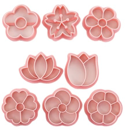 ROYALEAD Lot de 8 emporte-pièces en forme de fleur en plastique pour pâtisserie