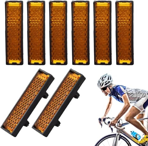 Hemousy Riflettenti per Pedali per Bicicletta, Riflettori per Pedali per Bicicletta | Fogli Riflettenti per Pedali,Catarifrangenti per Pedali da 8 Pezzi, Fogli Riflettenti per Pedali, per