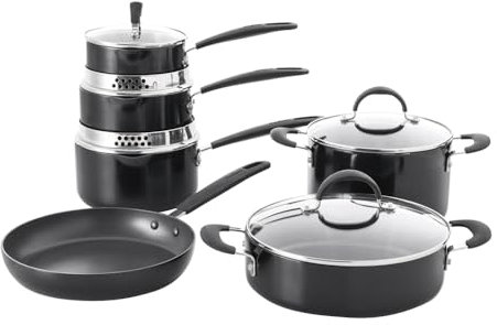 ProCook Gourmet Cookware Set with Stay Cool Handles Ceramic Non Stick Coating Induction & Oven Safe Pans Cooking Pots - 6 Piece, 14/16/18/20/24 cm, 1/1.6/2.3/2.9/3.6 L