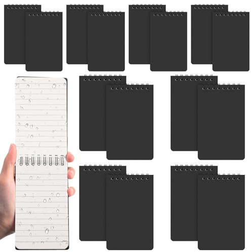 Augacage 16 Pack Waterproof Notebook 3x5 All Weather Police Pocket Notebook Stone Paper Waterproof Notepad Little Memo Steno Note Pads Suitable for Office Outdoor Activities (Black)
