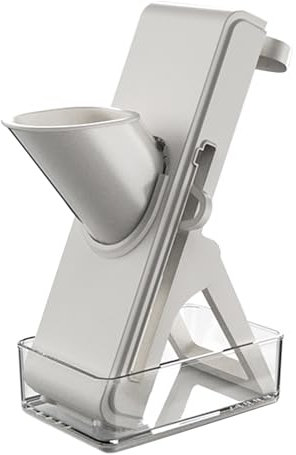 Cortador de Alimentos de Mandolina Mejorado para Cocina, Seguro Multifuncional para Evitar Resbalones, Cortador Vertical Ajustable con Contenedor, Cortador Vertical de Verduras