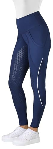 Horsenjoy Adria Kinder Mädchen Reitleggings Silikon Vollbesatz Reithose mit Handytasche (152)