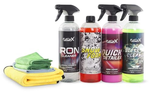 FULLCARX Auto Reinigungsset Aussen mit Zubehör, Felgenreiniger, Autoshampoo Snow Foam PH Neutral, Autowachs Quick Detailer, Fensterreiniger Glasreiniger, Detailing Waschen Autopflege Professional