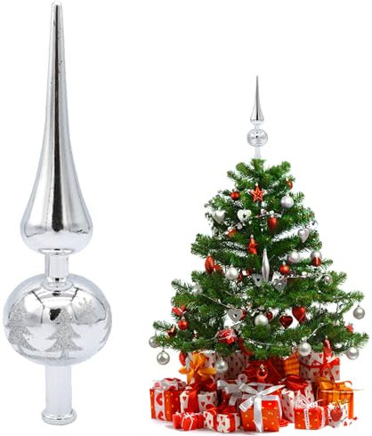 YCSYHQQX Punta Albero di Natale, Cima Albero di Natale, Puntale per Albero di Natale, Puntale Albero Natale Decorazioni, Plastica Leggera Christmas Trees Topper Stars (Argento)