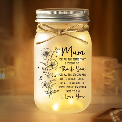 Mum Birthday Gifts, Birthday Gifts for Mum, Mason Jar Night Lights for Mama | Gifts for Mum from Daughter Son, Presents for Mums on Mothers Day Thanksgiving Christmas