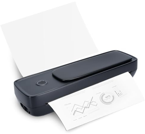 Mobiler Drucker A4, Kleiner Thermodrucker Bluetooth 300DPI Inkless Printer Tragbarer Wireless Handy Printer mit Android und iOS, für Handy Laptop Unterwegs Hause Foto Lernen