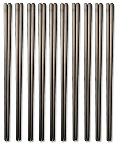 GAROEN Set Regalo di Bacchette Giapponesi in Acciaio Inossidabile, 10 Paia di Bacchette riutilizzabili per Sushi, Bacchette Cinesi Coreane di Lusso (Nero)