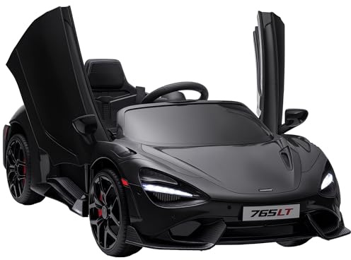 AIYAPLAY Kinder Elektroauto McLaren 765LT 12V Elektro Kinderauto mit 2,4GHz Fernbedienung MP3 Musik Hupe Licht Elektrofahrzeug mit Doppelmotor Sanftstart 3-5 km/h Kinderfahrzeug für 3-6 Jahre Schwarz