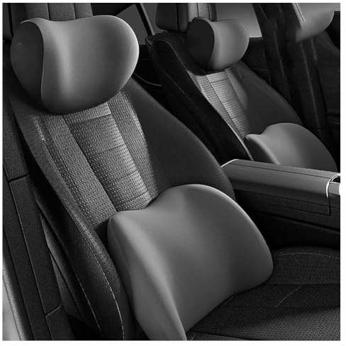 LPOJUHBSWAR Auto Lendenkissen Nackenkissen Kit für Tesla Model 3 2019-2025, Autositze Kopfstütze Lendenwirbelstütz Rückenstütze Kissen Zubehör,C/Grey