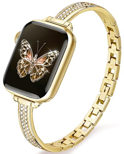 Ocaer Compatible with Apple Watch Straps 42mm 41mm 40mm 38mm 46mm 45mm 44mm 49mm, Bling Metal Strap for iWatch Series 11 10 9 8 7 6 5 4 Ultra SE 3 2 1,Slim Sparkly Apple Watch Bracelet Band for Women
