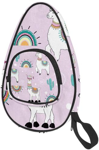 VAPOKF Housse pour raquette de tennis de table, motif lama et cactus, sac de raquette de ping-pong avec pochette pour 4 à 5 balles