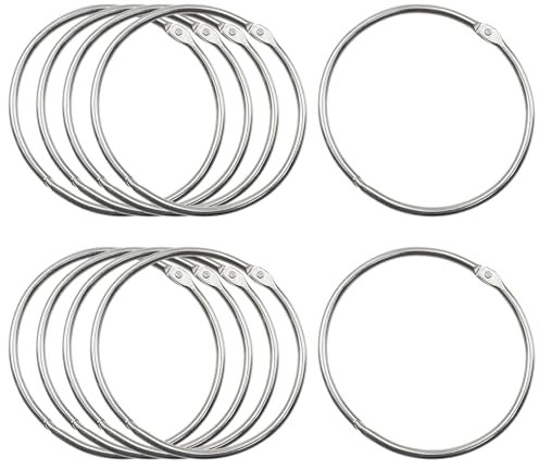 OMJMYY 10 pezzi Anelli per Tende da Aprire,Anelli per Tende in Metallo,Grande Anello in Metallo Versatile,Circolare della Tenda della Doccia Anello per Tendaggi Bagno Scrapbooking Fai da Te (80mm)