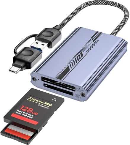 MOGOOD CFExpress Typ B & SD 4.0 Dual-Slot Kartenleser 10Gbps, USB A/C zu Typ B CFExpress Adapter, USB 3.2 Gen 2 CFexpress B Speicherkartenleser für Fotografen, MacBook, Laptop, Tablet etc