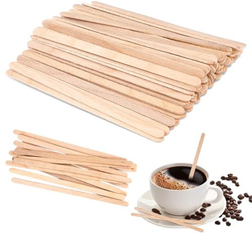 Lote de 300 Paletinas Cafe Desechables, 11 cm Agitadores de Café de Madera