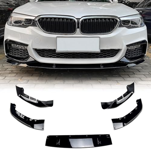 FINMOKAL Frontstoßlippe Spoiler Splitter Karosserie-Kit Seiteneckabdeckung Verkleidung Kompatibel mit BMW 5er G30 G31 M-Sport 525i 530i 2017-2020 (Schwarz)