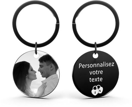 AAQ Porte clef personnalisable - porte-clés personnalisables photo, personnalisable recto verso texte porte cle photo, cadeau personnalisé pour femme homme famille