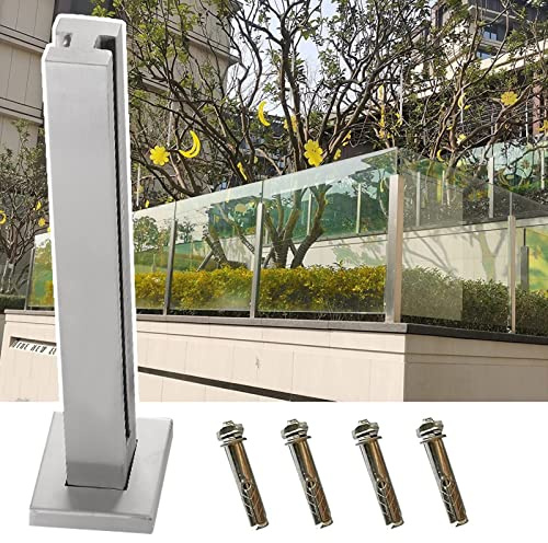 Système de balustrade carré en verre avec pinces en acier inoxydable 105 cm Poteau central Balustrade Kit pour terrasses et patiosExtérieur il pour clôture