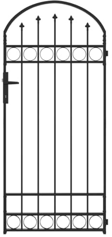 vidaXL Zaunpfosten mit Schloss Grau 200 x 88 x 14 cm Stahl, Garten und Terrasse, Rechteckiges Zauntor, Außenaccessoire, Sicherheit, Wohnbarriere, Klassischer Stil