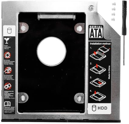 Hoite Hårddiskram för HDD/SSD, 9,5 mm SATA, CD/DVD-ROM optisk SuperDrive-adapter till 2,5 tum 9,5 mm