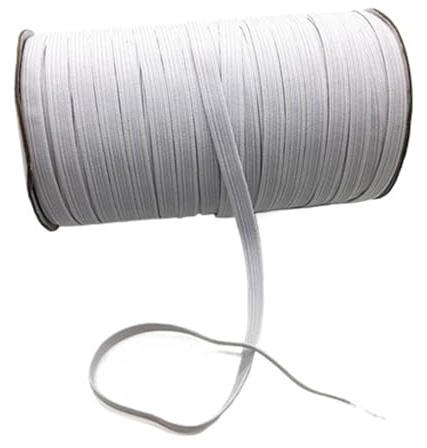 WENH Banda elástica for mascarillas, blanca y negra, de 3 mm, 6 mm, 8 mm y 10 mm, banda de goma plana de alta elasticidad for cintura, cuerda elástica for coser, bricolaje(White,5YARDS_3MM)