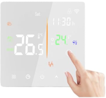 Opatiny Termostato WiFi eléctrico de calefacción por suelo radiante, pantalla táctil de 16 A con control de aplicación, calderas hidrónicos y sistemas de calentamiento de suelo