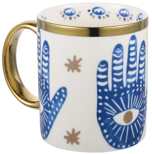 FUNNETOYU Mug à Café Turc en Céramique 1 Pièce avec Motif Œil Maléfique, Tasse à Café du Petit-déjeuner Élégante, Gobelet Décoratif et Tasse à Lait pour Usage Domestique, Compatible Thé