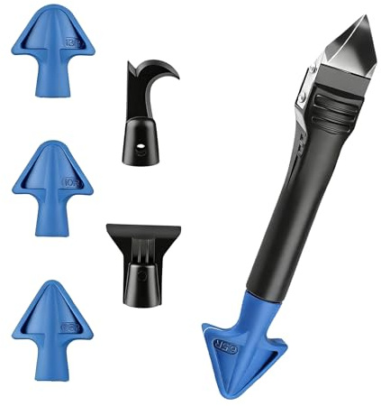 5 in 1 Caulking Tool,Caulk Remover Tool Silicone Remover Sealant Scraper | Sealant Remover Tools Finishing Set,for Bathroom Floor Window Kitchen Sink Corner Frame Joints Removal Kit with Metal Handle