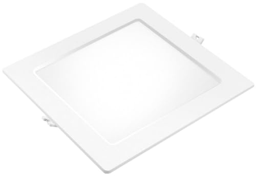 WEBMATEL Downlight LED Empotrable Cuadrado 18W 1980lm Luz Fría 6500K Marco PC Blanco 221mm