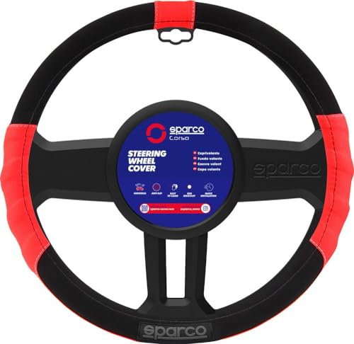 Sparco Coprivolante SPC1108 auto universale in poliestere nero e rosso antiscivolo