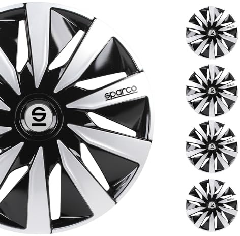 Sparco Set Med 4 Hjulöverdrag 14 Tum Lazio Bilhjulskåpa SPC1491BKSV Svart Silver