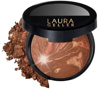 LAURA GELLER Baked Balance-n-Glow Illuminating Powder Foundation (Toffee) Buildable Sheer to Light Coverage Baked Foundation, Satin Finish