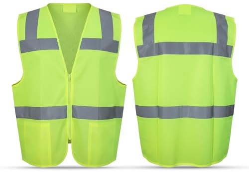 Safety Girl Women's Type R Class 2 High-Visibility Yellow Safety Vest for Women - M | Yellow Work Vest for Daytime Visibility | Fitted and Contoured with Zipper Closure and 2 Inside Pockets