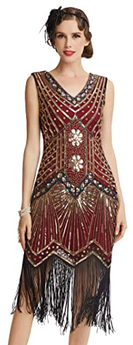 BABEYOND 1920s Abito con Frange e Paillettes Il Grande Gatsby Vestiti Donna Anni '20