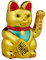 Relaxdays Maneki Neko Gato Chino de la Suerte XL a Pilas, Plástico, Dorado, 30 cm