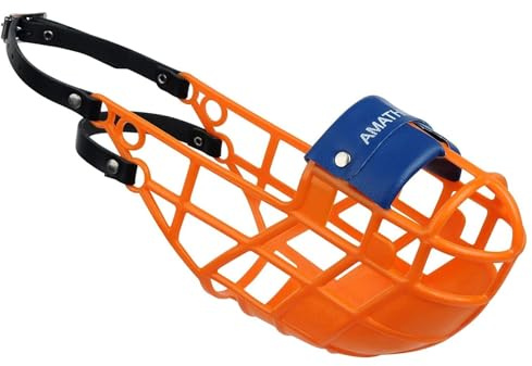 AMATHINGS Munkorg modell super kennel mjuk med vadderad näsbit i orange dryck alltid möjligt perfekt för utomhusbruk, hundäng, kennel eller racing