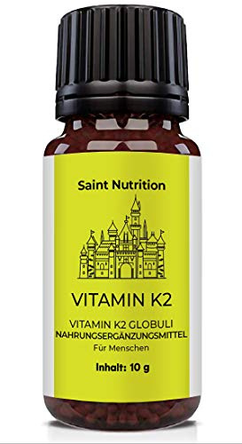 Saint Nutrition® Vitamin K2 MK7 Globuli - aktiviert körpereigenes Vitamin - DIE NEUHEIT als ersatz zu 200µg Tagesdosis 100% natürlich & Vegan, radionisch informierte Vitamine + Vitamins | 10g