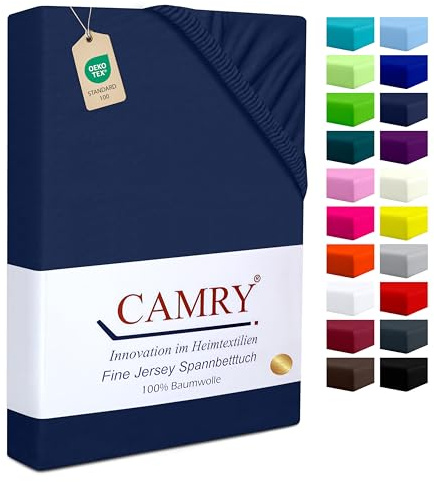 Camry Spannbettlaken 140x200cm - 160x200cm Navy Baumwolle Bettlaken Jersey Spannbetttuch Oeko-Tex