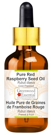 Greenwood Essential Olio di semi di lampone rosso puro (Rubus idaeus) con contagocce di vetro spremuto a freddo 30 ml (1 oz)
