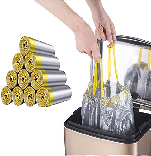 RTBQJ-AT Müllbeutel 12l Liter Trash Bag, Müllbeutel Fixierband 12l Blickdicht mit Tragegriff, Reißfest und Flüssigkeitsdicht (45 * 50cm, 150 Stück)