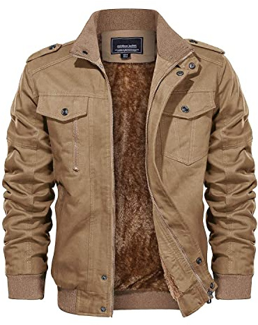EKLENTSON Men's Cargo Jacket Fleece Lined Warm Military Coat | winter thicken thermal jacket,outdoor windbreaker bomber Jacket,hiking casual work coats,with multi pockets