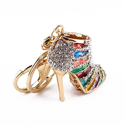 HEEPDD Kristall Schlüsselanhänger, Bling bunte Schuhe mit hohen Absätzen Form Kristall Schlüsselanhänger Charm Geldbörse Anhänger Handtasche Tasche Dekoration