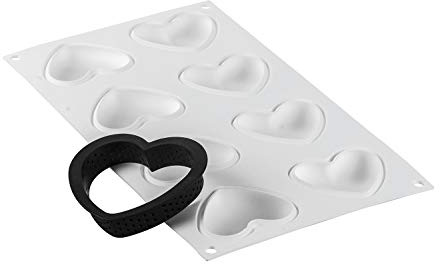 silikomart Stampi in Silicone per Dolci – Kit TARTE Ring Amore 80x70 mm - Accessori Professionali per Cucina e Pasticceria - Stampini Monoporzione per Dolci Forno