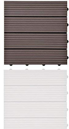 euroharry 11 Stück WPC Fliesen Balkonfliesen Terrasse 30x30cm Kunststoff Holzfliesen DIY Balkon Garten Klickfliesen