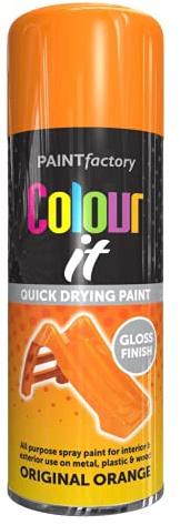 Classic Signature 2 x All Purpose Original Orange Aerosol Spray Paint 400ml / 1x pair of Disposable Gloves Quick Drying Spray,Fast Dry and Excellent Coverage for Metal, Wood, Plastic and More