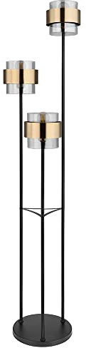 Stehleuchte Standlampe Messing Glas Wohnzimmerlampe Schwarz H 160 cm 3 Flammig